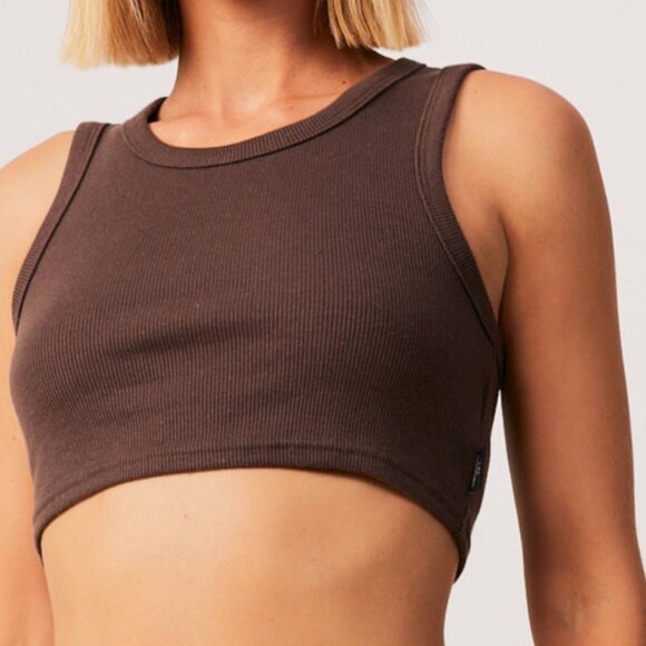 BNWT Afends - Chloe - Women's Hemp Ribbed Cropped Brown Tank Top - Picture 3 of 7